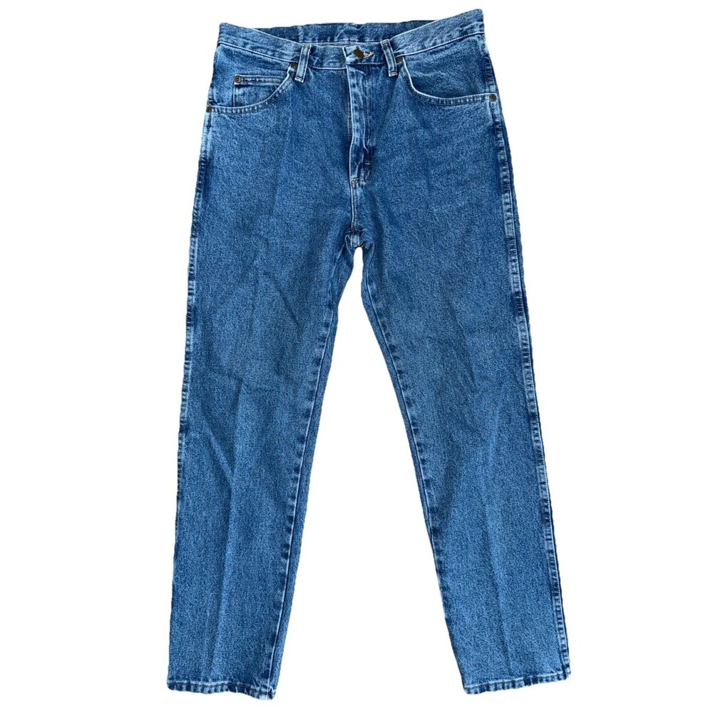 Wrangler Mens 33x32 Straight Leg Blue Denim Jeans
